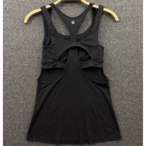 Lululemon Tank Top Womens Size 2 Black Built-in Sports Bra Active Scoop Neck